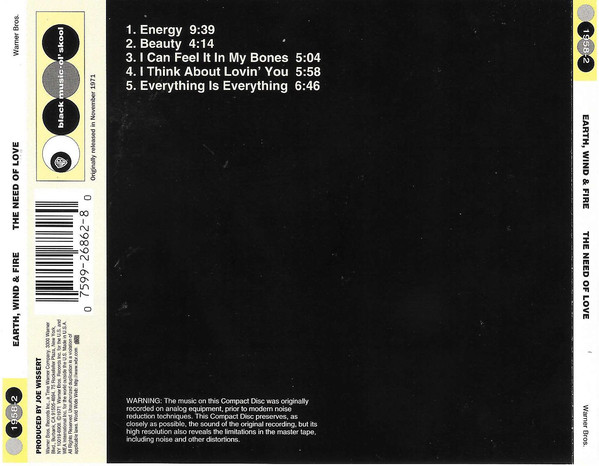 Earth, Wind & Fire  The Need Of Love : Back